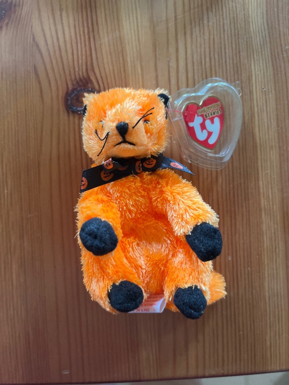 Scared-E orange cat beanie baby